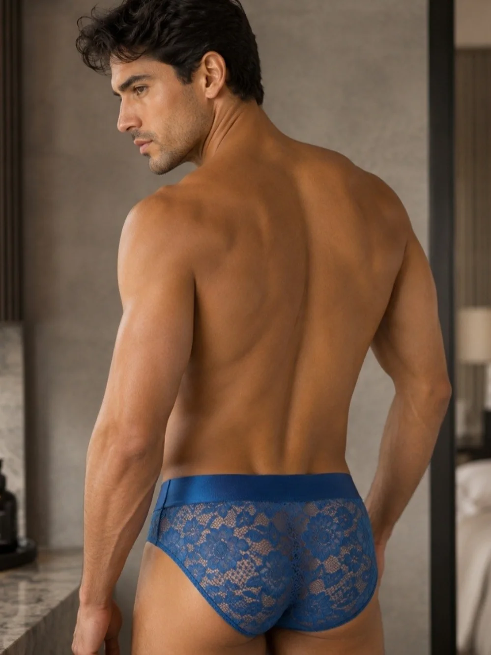 Cosabella Royal Blue Lace Jockstrap Brief